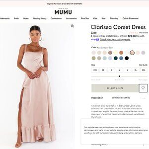 Show Me Your Mumu, Clarissa Corset, Rose Gold Satin Midi Dress